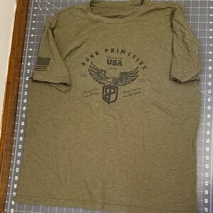 Born Primitive Olive Green Short Sleeve Tee with Black USA Graphic